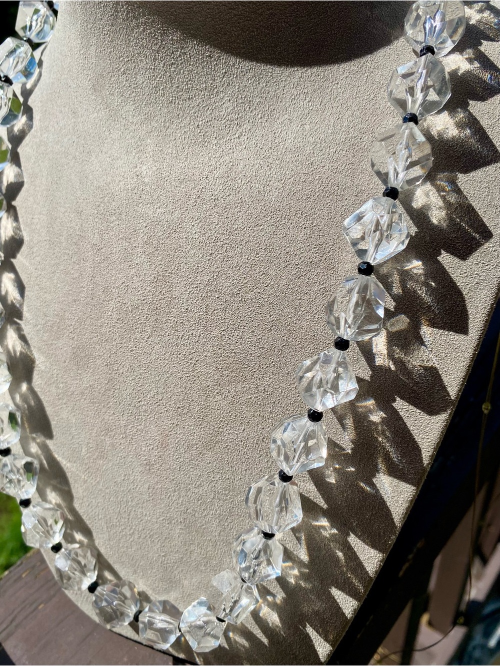 VTG Lucite Crystal Bead Necklace with Black Accent Beads